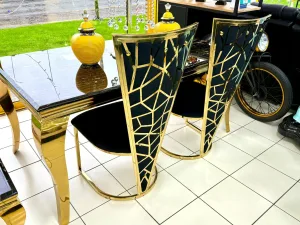 Louis Black Marble With High Back Chairs