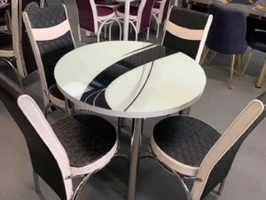 Black Wave Round Dining Table