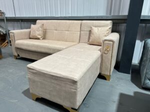 Cream Voilet Corner Sofa Bed